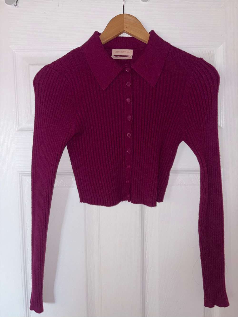 Urban Outfitters Cropped Ribbed Button-Front Shirt